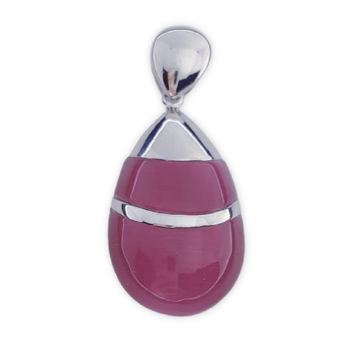 COLGANTE PLATA 925MM OJO DE GATO FUCSIA