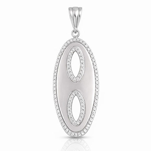 COLGANTE PLATA 925MM OVALADO CIRCONITAS