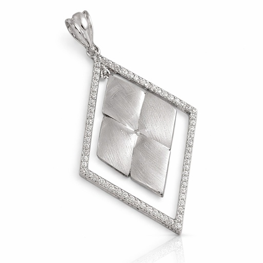 COLGANTE PLATA 925MM ROMBO CIRCONITAS