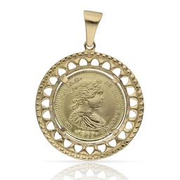 [G455] COLGANTE ORO 18KL CON MONEDA DE 20MM