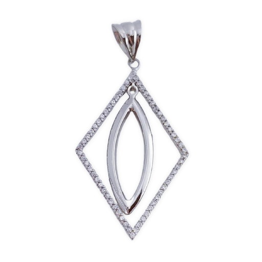 COLGANTE PLATA 925MM ROMBO CIRCONITAS