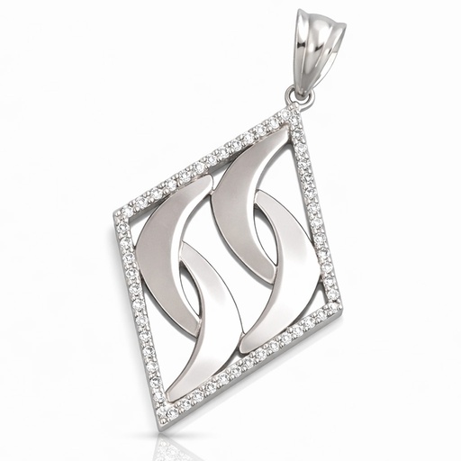 COLGANTE PLATA 925MM ROMBO CIRCONITAS