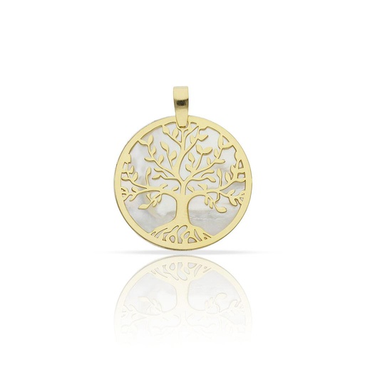 COLGANTE PLATA CHAPADA ORO ARBOL DE LA VIDA NACAR  - 18MM