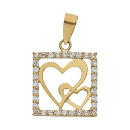 [G285] COLGANTE ORO 18KL CORAZONES CIRCONITAS