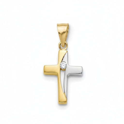 CRUZ ORO 18KL BICOLOR - 11X17MM