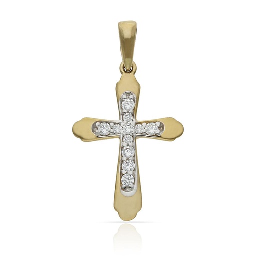 CRUZ ORO 18KL BICOLOR CIRCONITAS - 14x21MM