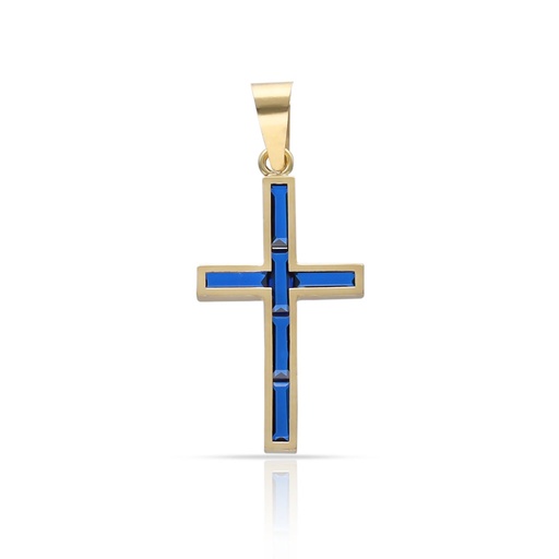 CRUZ ORO 18KL PIEDRAS AZULES - 10x17MM