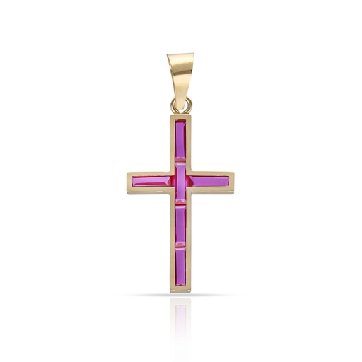 CRUZ ORO 18KL PIEDRAS ROJAS - 10x17MM