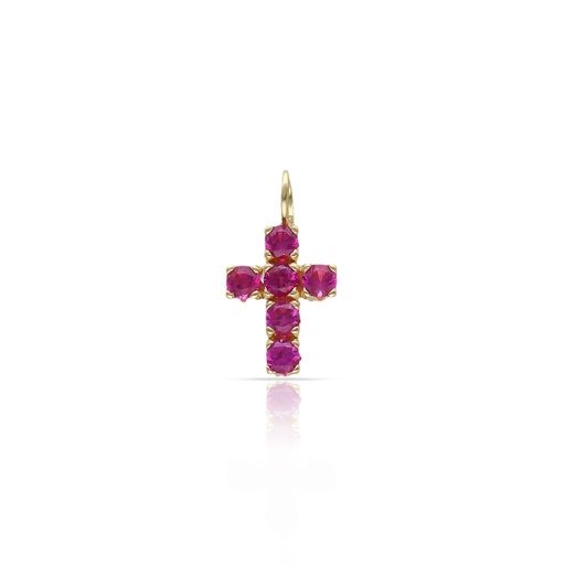 CRUZ ORO 18KL PIEDRAS ROJAS - 6.50x10MM