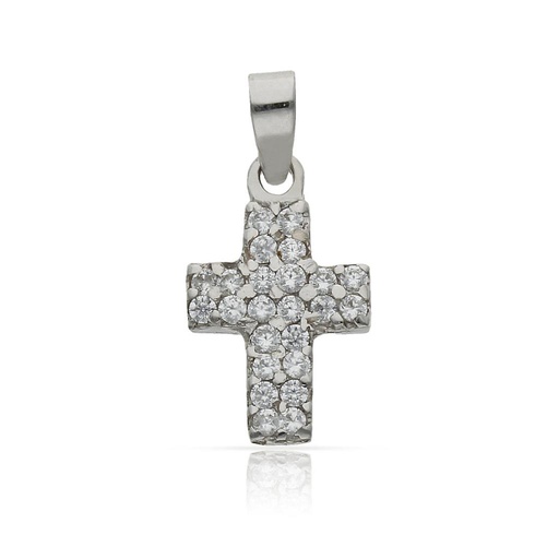 CRUZ ORO BLANCO 18KL CIRCONITAS - 11x16MM