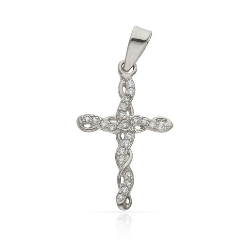 CRUZ ORO BLANCO 18KL CIRCONITAS - 13x20MM