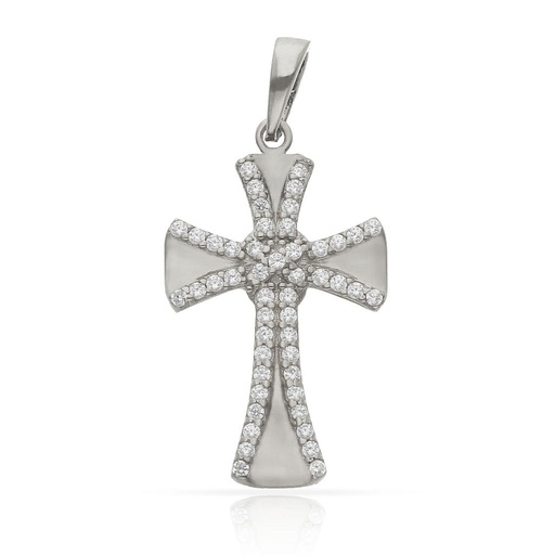 CRUZ ORO BLANCO 18KL CIRCONITAS - 13x22MM