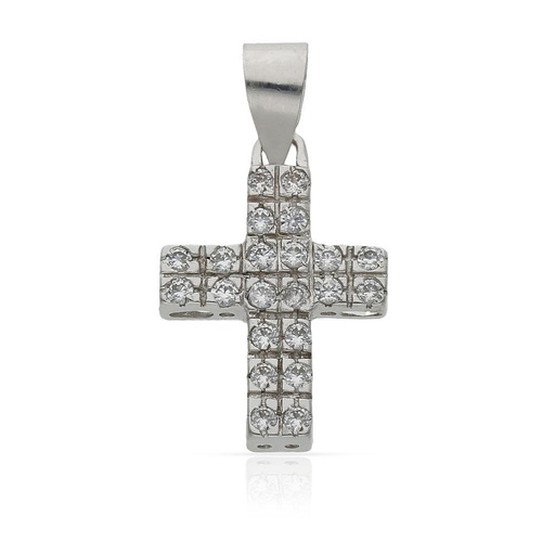 CRUZ ORO BLANCO 18KL CIRCONITAS - 14x19MM
