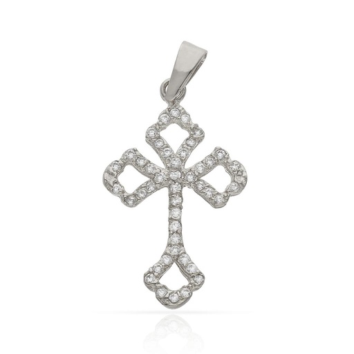 CRUZ ORO BLANCO 18KL CIRCONITAS - 14x22MM