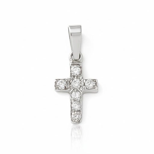 CRUZ ORO BLANCO 18KL DIAMANTES