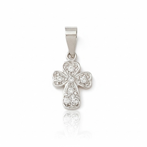 CRUZ ORO BLANCO 18KL DIAMANTES