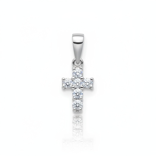 CRUZ ORO BLANCO 18KL DIAMANTES