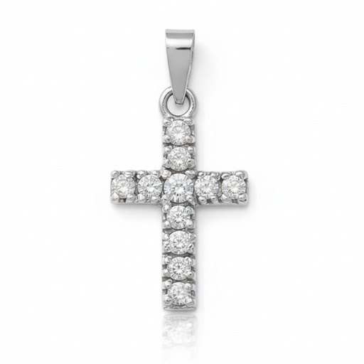 CRUZ ORO BLANCO 18KL DIAMANTES