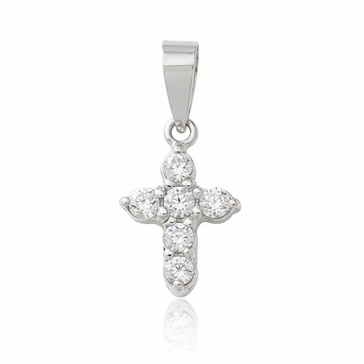 CRUZ ORO BLANCO 18KL DIAMANTES