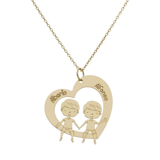 GARGANTILLA ORO 18KL CORAZON + NIÑOS