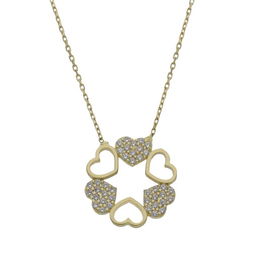 GARGANTILLA ORO 18KL CORAZONES CIRCONITAS