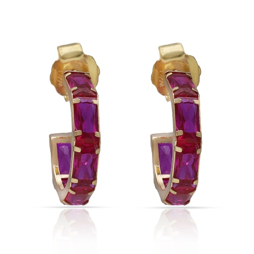 AROS ORO 18KL PIEDRAS ROJAS - 11MM