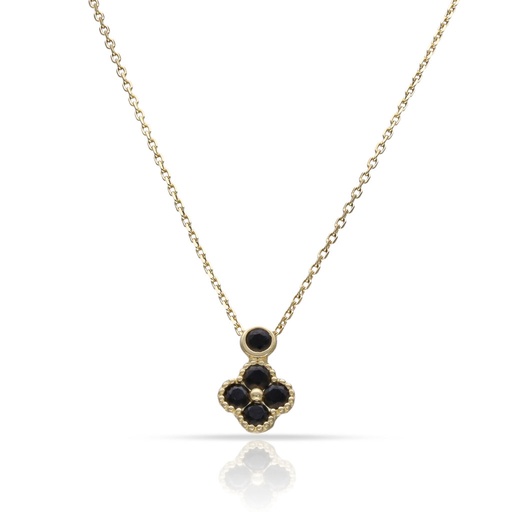 GARGANTILLA ORO 18KL FLOR CIRCONITAS NEGRAS