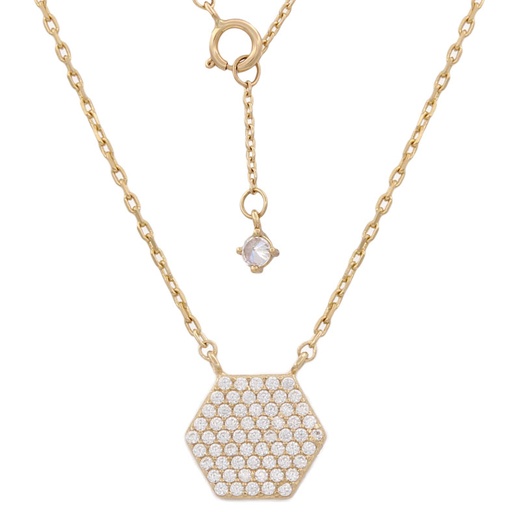 GARGANTILLA ORO 18KL HEXAGONO CIRCONITAS