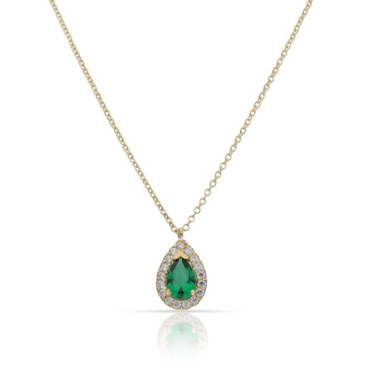 GARGANTILLA ORO 18KL LAGRIMA CRISOPAL VERDE