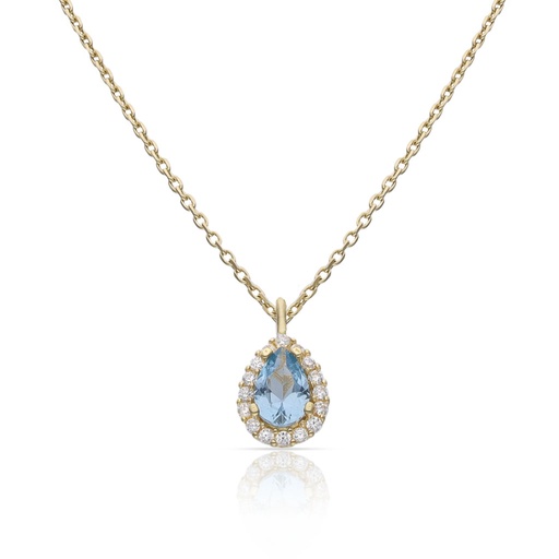 GARGANTILLA ORO 18KL LAGRIMA PIEDRA AGUA - 6x9MM