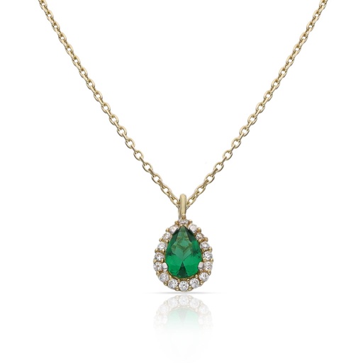 GARGANTILLA ORO 18KL LAGRIMA PIEDRA VERDE - 6x9MM