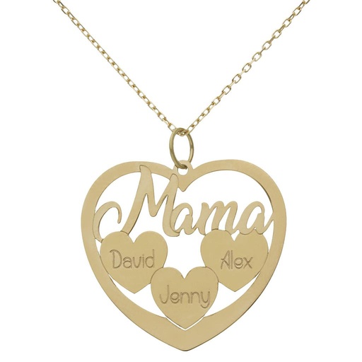 GARGANTILLA ORO 18KL MAMA + 3 CORAZONES