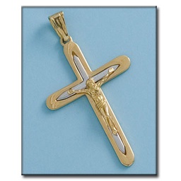 [C231] CRUZ CON CRISTO EN ORO DE 18KL BICOLOR