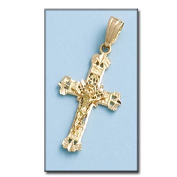 [C398] CRUZ EN ORO 18KL DE FILIGRANA CON CRISTO