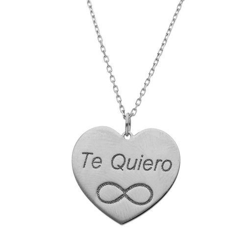 GARGANTILLA ORO BLANCO 18KL CORAZON + GRABACION