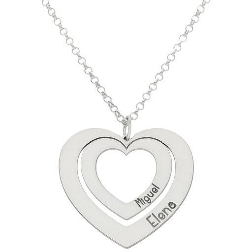 GARGANTILLA ORO BLANCO 18KL CORAZONES NOMBRES