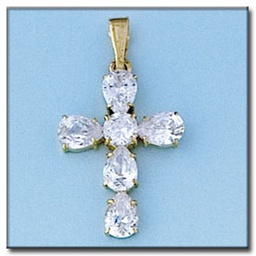 [C82] CRUZ EN ORO DE 18KL CIRCONITAS - 17X27MM