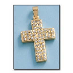 [C1028] CRUZ EN ORO DE 18KL CIRCONITAS - 23X32MM