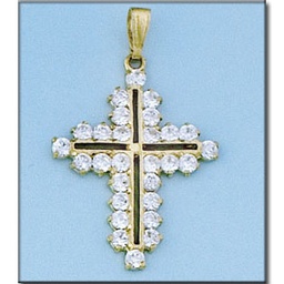 [C84] CRUZ EN ORO DE 18KL CIRCONITAS - 24X32MM