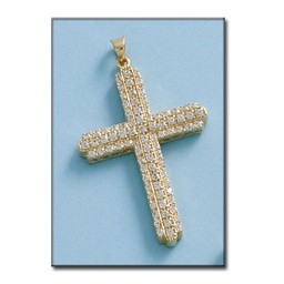 [C26] CRUZ EN ORO DE 18KL CIRCONITAS - 29X43MM
