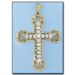 [C109] CRUZ EN ORO DE 18KL CIRCONITAS - 41X54MM