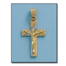 [C385] CRUZ EN ORO DE 18KL CON CRISTO - 18X29MM