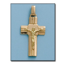 [C389] CRUZ EN ORO DE 18KL CON CRISTO - 19X32MM