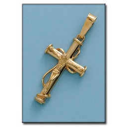 [C393] CRUZ EN ORO DE 18KL CON CRISTO - 19X34MM