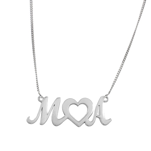 GARGANTILLA PLATA 925MM LETRAS + CORAZON