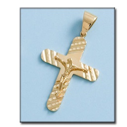 [C242] CRUZ EN ORO DE 18KL CON CRISTO - 31X45MM