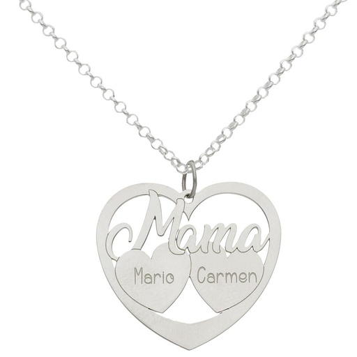 GARGANTILLA PLATA 925MM MAMA + 2 CORAZONES