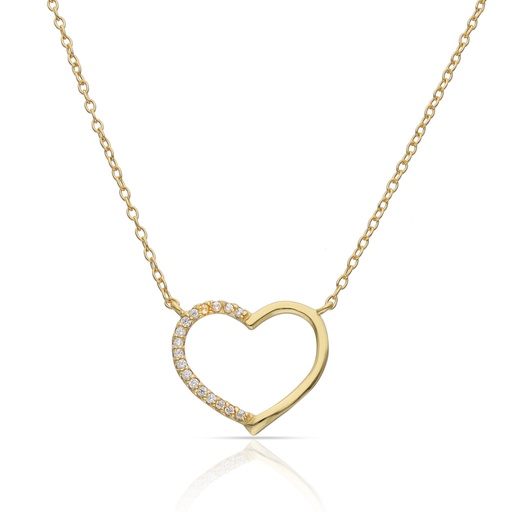 GARGANTILLA PLATA CHAPADA EN ORO CORAZON CIRCONITAS