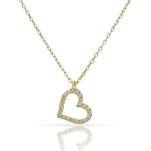 GARGANTILLA PLATA CHAPADA ORO CORAZON CIRCONITAS