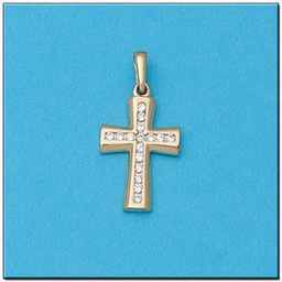[C437] CRUZ ORO 18KL CIRCONITAS - 11X18MM